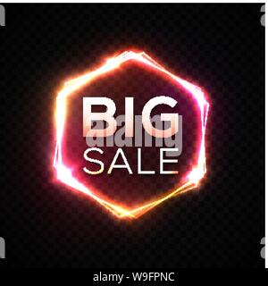 Big Verkauf Banner. Original rabatt Leuchtreklame. Stock Vektor