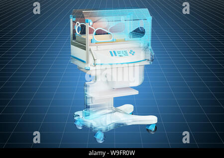 Visualisierung 3D-CAD-Modell der neugeborenen Inkubator. 3D-Rendering Stockfoto