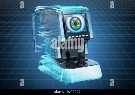 Visualisierung 3D-CAD-Modell der automatischen Refraktometer. 3D-Rendering Stockfoto