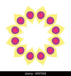 Feder rundes Design, Bohemic ornament Meditation indische Dekoration ethnischen Arabisch und mystischen Thema Vector Illustration Stock Vektor