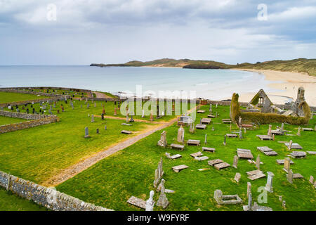 Die Ruinen einer Kirche im Balnakeil in Schottland Stockfoto