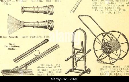 Archiv Bild von Seite 93 Currie's Farm und Garten jährliche. Currie's Farm und Garten jährliche: Frühling 1921 46. Jahr curriesfarmgarde 19 curr 4 Jahr: 1921 ("Philadelphia" Rasenmäher ââ 5 Styles, alle Breiten. Für Preise Schreiben. Alle OBEN GENANNTEN PREISE KÖNNEN OHNE VORHERIGE ANKÜNDIGUNG GEÄNDERT WERDEN. Schlauchhaspel â Alle Stahl (oben) $ 2.50. Holz (links) 50 Fuß Größe, $ 1,85; 100 Fuß Größe, $ 2.10. Stockfoto