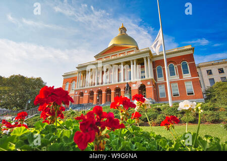 Massachusetts State House in Boston historische Stadtzentrum, in der Nähe der Sehenswürdigkeit Beacon Hill entfernt Stockfoto