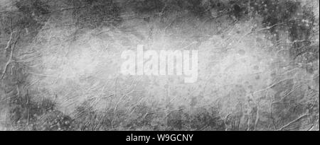 Alten, schwarzen und weißen Hintergrund mit dunklen grauen Rand, abstrakte vintage Hintergrund mit viel faltige grunge Textur und Farbe spritzen Stockfoto
