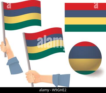 Mauritius Fahne in der Hand. Ball Flagge. Flagge von Mauritius Vector Illustration Stock Vektor