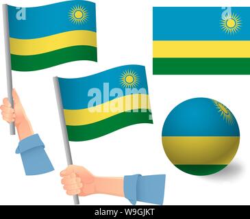 Ruanda Flagge in der hand Symbol Stock Vektor