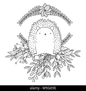 Hedgehog cartoon Design, Animal cute Zoo life Natur und Fauna Thema Vector Illustration Stock Vektor