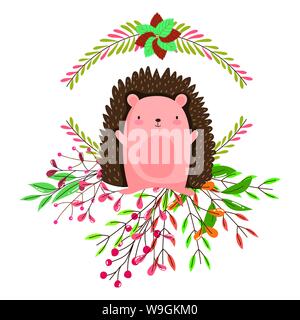 Hedgehog cartoon Design, Animal cute Zoo life Natur und Fauna Thema Vector Illustration Stock Vektor