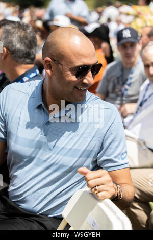 Derek Jeter und Yankees kommen nach Cooperstown zu Beifall auf den induktionen in der Hall of Fame (einschließlich der ehemaligen Mannschaftskameraden - Mariano Rivera & Mike Mussina) Stockfoto