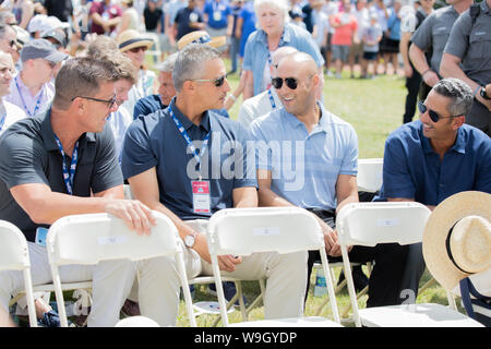 Derek Jeter und Yankees kommen nach Cooperstown zu Beifall auf den induktionen in der Hall of Fame (einschließlich der ehemaligen Mannschaftskameraden - Mariano Rivera & Mike Mussina) Stockfoto