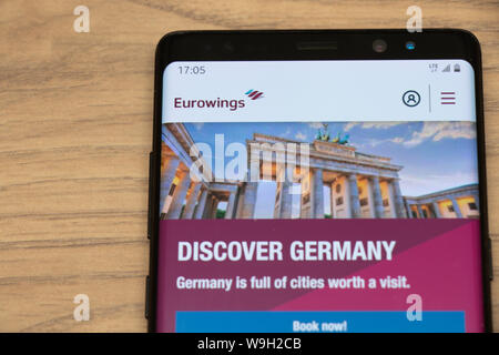 Eurowings Homepage auf einem Smartphone. Stockfoto