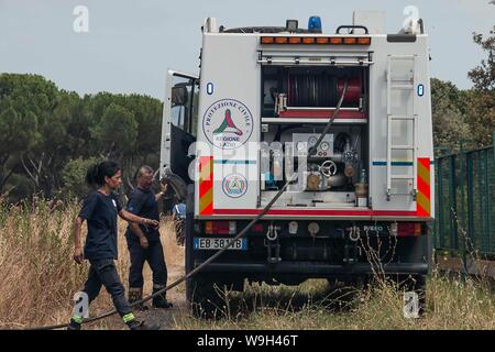 Rom, Italien. 13 Aug, 2019. Ein weiteres Feuer in einem öffentlichen Park. (Foto von Claudio Sisto/Pacific Press) Quelle: Pacific Press Agency/Alamy leben Nachrichten Stockfoto