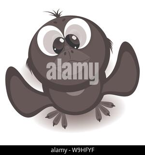Süße kleine Krähe. cartoon Vector Illustration. cute little raven Cartoon comic Vector Illustration. Stock Vektor