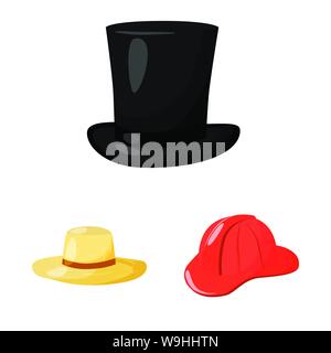 Isoliertes Objekt von Kopfbedeckungen und napper Symbol. Satz von Kopfbedeckungen und Helm vektor Illustration. Stock Vektor