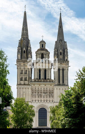 Die Kathedrale Saint Maurice, Departement Maine-et-Loire, Pays de la Loire, Frankreich Stockfoto