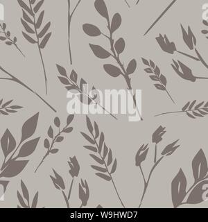 Vektor nahtlose Muster von verschiedenen gelbe Zweige in grau-grünen Farbtönen Stock Vektor