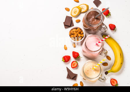 Satz von Milchshakes in Mason jars. Stockfoto