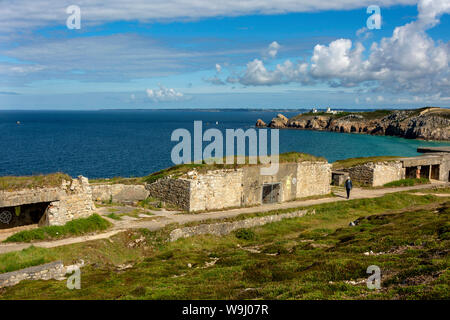 Camaret-sur-Mer, deutschen Bunker aus dem Zweiten Weltkrieg an der Pointe de Pen-Hir, Finistère, Bretagne, Frankreich Stockfoto