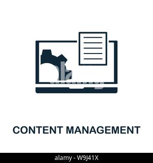 Symbol für Vektorsymbol für Content Management. Kreative Zeichen von seo und Entwicklung Icons Sammlung. Ausgefülltes flaches Content Management-Symbol für Computer und Stock Vektor