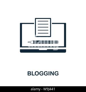 Symbol für das Symbol für das Blogging-Vektor. Kreative Zeichen von seo und Entwicklung Icons Sammlung. Gefülltes flaches Blogging-Symbol für Computer und Handy Stock Vektor