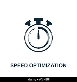 Symbol für Vektorsymbol Geschwindigkeitsoptimierung. Kreative Zeichen von seo und Entwicklung Icons Sammlung. Symbol für flache Geschwindigkeitsoptimierung für Computer und Stock Vektor