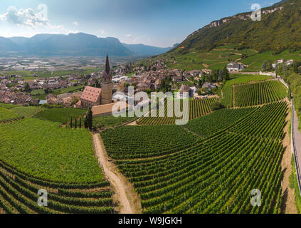 Blick auf das Dorf und seine Weinberge, Tramin an der Weinstraße - Tramin sulla Strada del Vino,, Südtirol - Alto Adige, Italien, 30071332 *** Lokale C Stockfoto