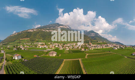 Blick auf das Dorf und seine Weinberge, Tramin an der Weinstraße - Tramin sulla Strada del Vino,, Südtirol - Alto Adige, Italien, 30071335 *** Lokale C Stockfoto