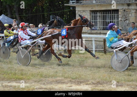 Pferderennbahn in Sault, Provence-Alpes-Côte d'Azur - Frankreich. 11. August 2019. Das einzige Pferd Rennen im Jahr Stockfoto