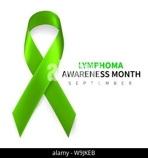 Lymphom ßtsein Monat. Realistische Lime Green Ribbon Symbol. Medical Design. Vector Illustration. Stock Vektor