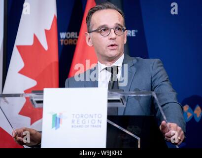 Toronto, Kanada. 14 Aug, 2019. Heiko Maas (SPD), Außenminister, Adressen der Teilnehmer an einer Veranstaltung auf 'Defending Liberale Demokratie im 21. Jahrhundert". Credit: Kay Nietfeld/dpa/Alamy leben Nachrichten Stockfoto