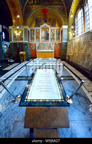 London, England, UK. Westminster Cathedral (katholischen) Interieur. Kapelle des Hl. Gregor und der Hl. Augustinus - Ruhestätte von Kardinal Basil Hume Stockfoto