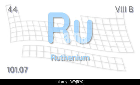 Ruthenium chemische Element atomaren Daten und Symbol - Tabelle der Elemente Stockfoto