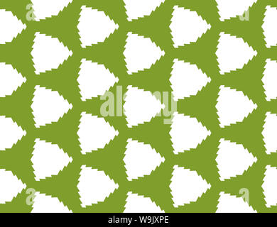 Nahtlose geometrische Muster. Geformte weißen Wellenlinien Dreiecke auf grünem Hintergrund. Stockfoto