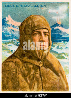 Ernest Henry Shackleton, (1874-1922), Porträt Zeichnung auf einer Zigarette Karte, 1910 American Tobacco Company, weltweit grössten Entdecker Serie Stockfoto