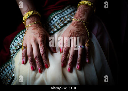 Henna auf Braut Hände, Vereinigtes Königreich, Europa Stockfoto