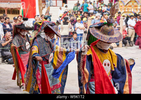 Cham Tänzer im Hemis Kloster Festive 2019, Ladakh. Stockfoto