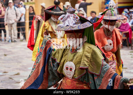 Cham Tänzer im Hemis Kloster Festive 2019, Ladakh. Stockfoto