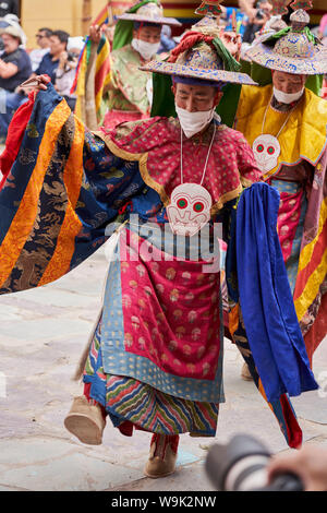 Cham Tänzer im Hemis Kloster Festive 2019, Ladakh. Stockfoto