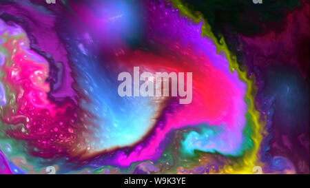 Bunte lebendige Flüssiglacke pigment Flow fließenden Vermischung Makro Stockfoto