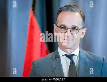 Toronto, Kanada. 14 Aug, 2019. Heiko Maas (SPD), Außenminister, gibt eine Pressekonferenz in Toronto. Maas ist in Kanada zu politischen Gesprächen. Credit: Kay Nietfeld/dpa/Alamy leben Nachrichten Stockfoto