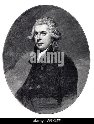 Portrait von Richard Brinsley Sheridan, irische Satiriker, Dramatiker, Lyriker, und langfristige Inhaber des London Theatre Royal, Drury Lane. Schwarz und Whit Stockfoto