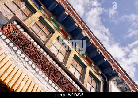 Hemis Kloster Gebäude Detail auf Festive 2019, Ladakh. Stockfoto