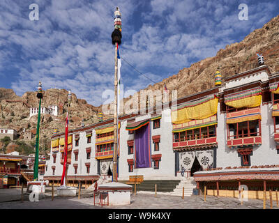 Hemis Kloster Hof während Festlich 2019, Ladakh. Stockfoto