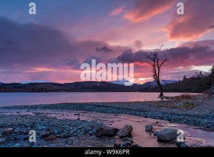 Sonne über Ben Lomond und Loch Ard in der Nähe Aberfoyle im Loch Lomond und der Trossachs National Park, Stirlingshire, Schottland, Vereinigtes Königreich Stockfoto