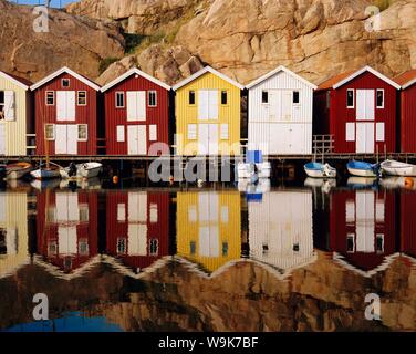 Boot-Hütten in Smogen, Bohuslan Coast, Schweden Stockfoto