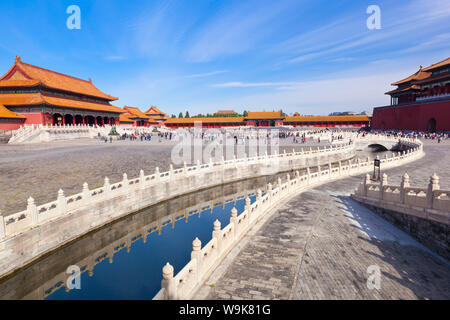 Innere Golden Water River fließt durch den äußeren Hof, Verbotene Stadt, Peking, China, Asien Stockfoto