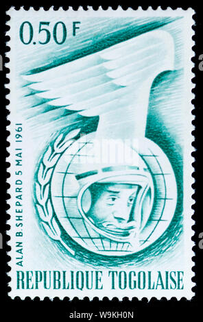 Republik Togo Briefmarke - Alan B Shepard Stockfoto