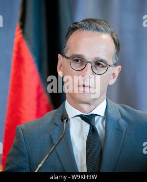 Toronto, Kanada. 14 Aug, 2019. Heiko Maas (SPD), Außenminister, gibt eine Pressekonferenz in Toronto. Maas ist in Kanada zu politischen Gesprächen. Credit: Kay Nietfeld/dpa/Alamy leben Nachrichten Stockfoto