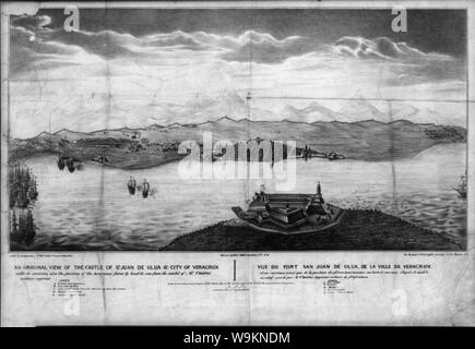 Ein Blick auf das Schloss von Sn. Juan de Ulua & Stadt Veracrux Stockfoto