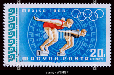 Ungarn Briefmarke - Olympische Sommerspiele 1968 Stockfoto